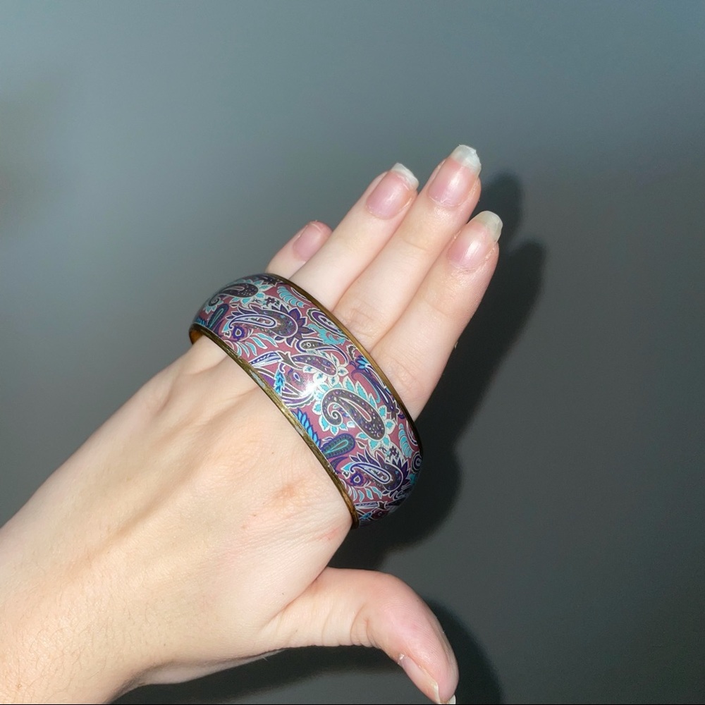 chunky paisley pastel print bangle bracelet